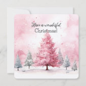 Elegante roze kerstboomscène in de winter kaart (Voorkant)