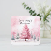 Elegante roze kerstboomscène in de winter kaart (Staand voorkant)
