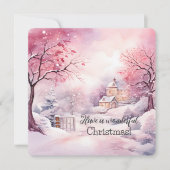 Elegante roze kerstboomscène in de winter kaart (Voorkant)