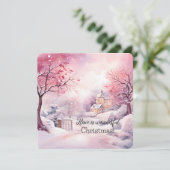 Elegante roze kerstboomscène in de winter kaart (Staand voorkant)