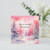 Elegante roze kerstboomscène in de winter kaart (Staand voorkant)