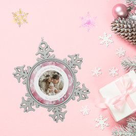 Elegante Roze Kerstmis Sneeuwvlok Foto Tin Sneeuwvlok Ornament
