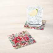 Elegante roze kerstpunsettia kartonnen onderzetters (Insitu)