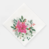 Elegante roze kerstpunsettia servet (Hoek)