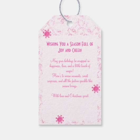 Elegante Roze Kitsch Waterverf Ditsy Vakantie Cadeaulabel (Achterkant)