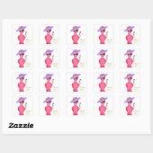 Elegante Roze Kitty Kat Dank Je Vierkante Sticker (Vel)