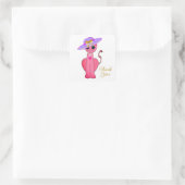 Elegante Roze Kitty Kat Dank Je Vierkante Sticker (Tas)