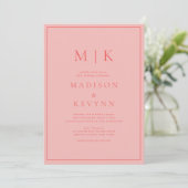 Elegante roze klassieke bruiloft kaart (Staand voorkant)