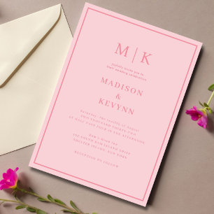 Elegante Roze Klassieke Trouw Uitnodiging