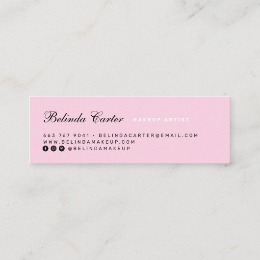 Elegante roze klassieke typografie modern monogram mini visitekaartje (Achterkant)