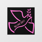 Elegante roze kleurrijke vogel welkomstbord afbeel raamsticker (Vel)