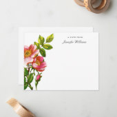 Elegante Roze Klimroos Bloemstuk met Naam Notitiekaartje (Voorkant / Achterkant in situ)