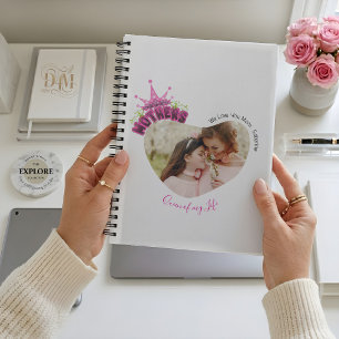 Elegante Roze Koningin Kroon Gelukkige Moedersdag Notitieboek