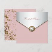 Elegante Roze Koraal Bruidsdouche Kaart (Voorkant / Achterkant)