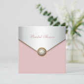 Elegante Roze Koraal Bruidsdouche Kaart (Staand voorkant)