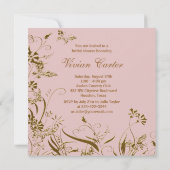 Elegante Roze Koraal Bruidsdouche Kaart (Achterkant)