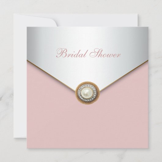 Elegante Roze Koraal Bruidsdouche Kaart (Voorkant)