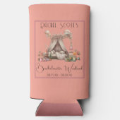 Elegante Roze Koraal Glamping Afscheidsceremonie v Seltzer Blikjeskoeler (Achterkant)