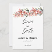 Elegante roze koraal mint orchidee flora Save the  Kaart (Voorkant)