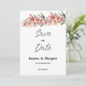 Elegante roze koraal mint orchidee flora Save the  Kaart (Staand voorkant)