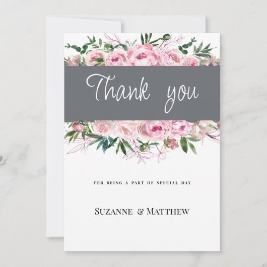 Elegante roze koraal pioen bloemenzomer Dank U Kaart (Voorkant)