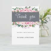 Elegante roze koraal pioen bloemenzomer Dank U Kaart (Staand voorkant)