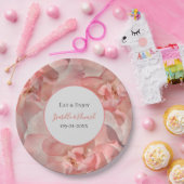 Elegante Roze Koraal Roos Afbeelding bruiloft Papieren Bordje (Feest)