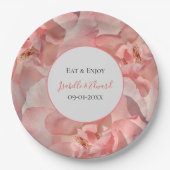 Elegante Roze Koraal Roos Afbeelding bruiloft Papieren Bordje (Voorkant)