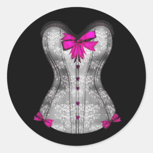 Elegante roze korsetstickers ronde sticker