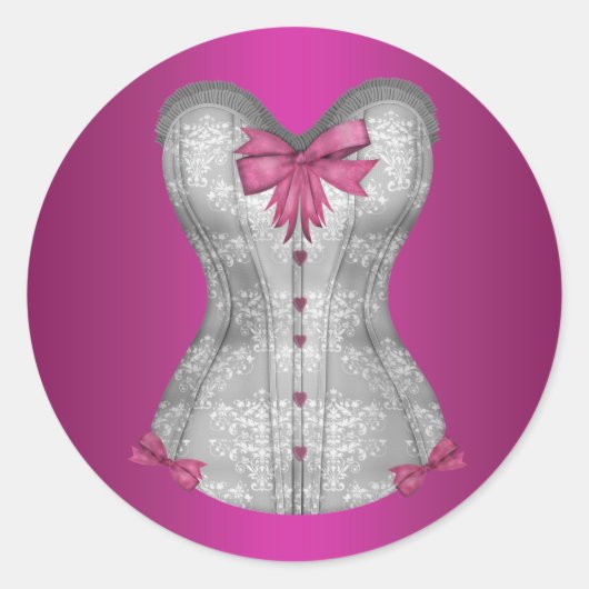 Elegante roze korsetstickers ronde sticker (Voorkant)