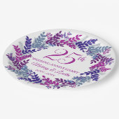 Elegante Roze Krans 25e Jubileum Party Papieren Bordje (Gekanteld)