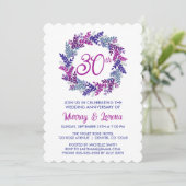 Elegante Roze Krans 30ste bruiloft Jubileum Kaart (Staand voorkant)