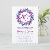 Elegante Roze Krans 40ste bruiloft Jubileum Kaart (Staand voorkant)