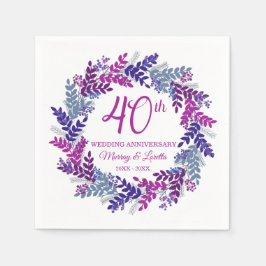 Elegante Roze Krans 40ste bruiloft Jubileum Servet