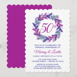 Elegante Roze Krans 50ste bruiloft Jubileum Kaart