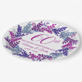 Elegante Roze Krans 60e Jubileum Party Papieren Bordje (Gekanteld)