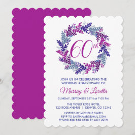 Elegante Roze Krans 60ste bruiloft Jubileum Kaart