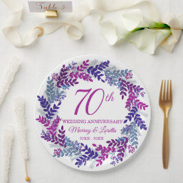 Elegante Roze Krans 70e Jubileum Party Papieren Bordje