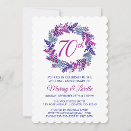 Elegante Roze Krans 70ste bruiloft Jubileum Kaart