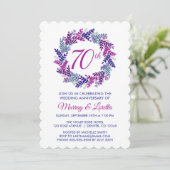 Elegante Roze Krans 70ste bruiloft Jubileum Kaart (Staand voorkant)