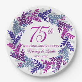 Elegante Roze Krans 75-jarig Jubileumfeest Papieren Bordje