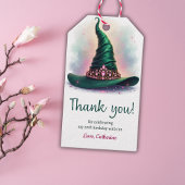 Elegante roze kroon groene heks Pet verjaardag Cadeaulabel