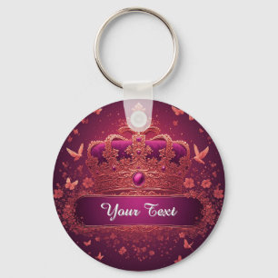 Elegante Roze Kroon Met Gouden Accenten Sleutelhanger