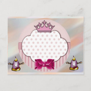 Elegante Roze Kroon & Strik Verjaardagskaart Briefkaart