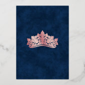 Elegante roze kroon Tiara Quinceanera Folie Uitnodiging (Achterkant)
