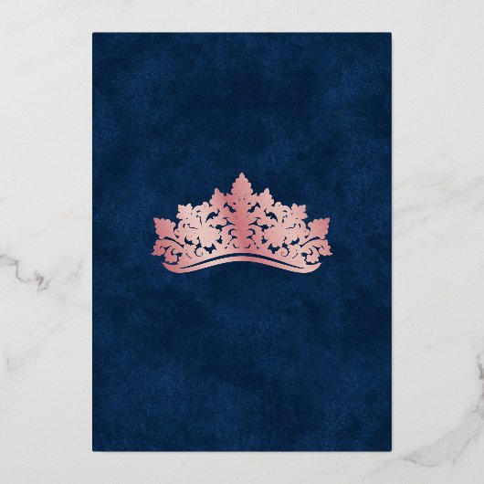 Elegante roze kroon Tiara Quinceanera Folie Uitnodiging (Achterkant)