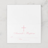 Elegante Roze Kruis Doop Custom Place Card Plaatskaartje (Buitenkant ongevouwen)