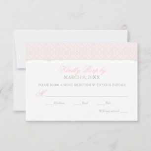 Elegante Roze Kruis Patroon Meisje Doop RSVP Kaartje