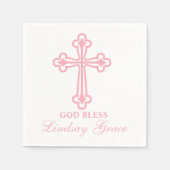 Elegante roze kruisdoop gepersonaliseerd servet (Voorkant)