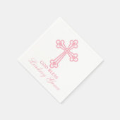 Elegante roze kruisdoop gepersonaliseerd servet (Hoek)